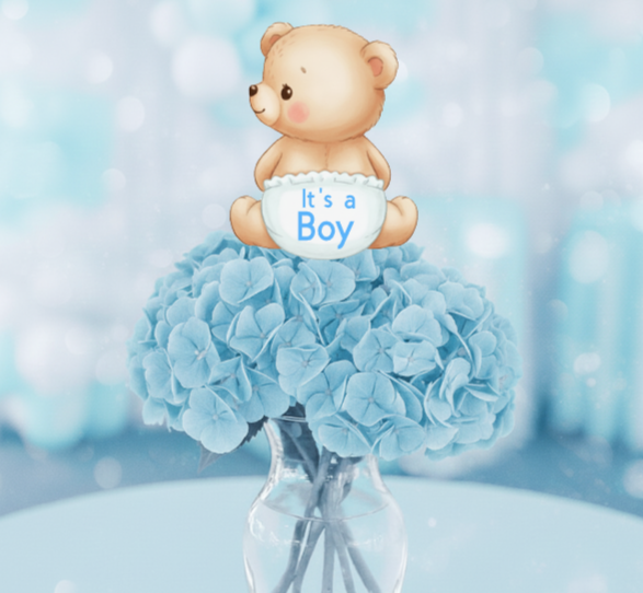 Baby Celebration Centerpieces - Double-Sided Teddy Bear Design