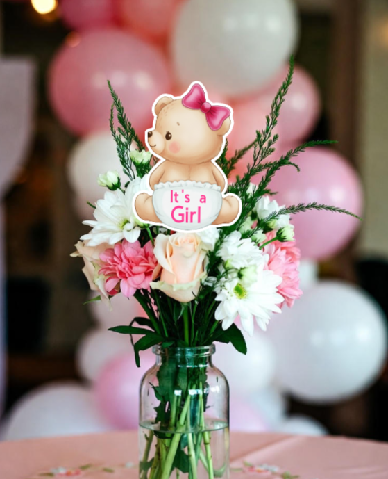 Baby Celebration Centerpieces - Double-Sided Teddy Bear Design