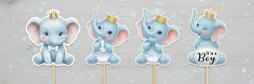 Baby Celebration Centerpieces - Double-Sided Baby Elephant Design