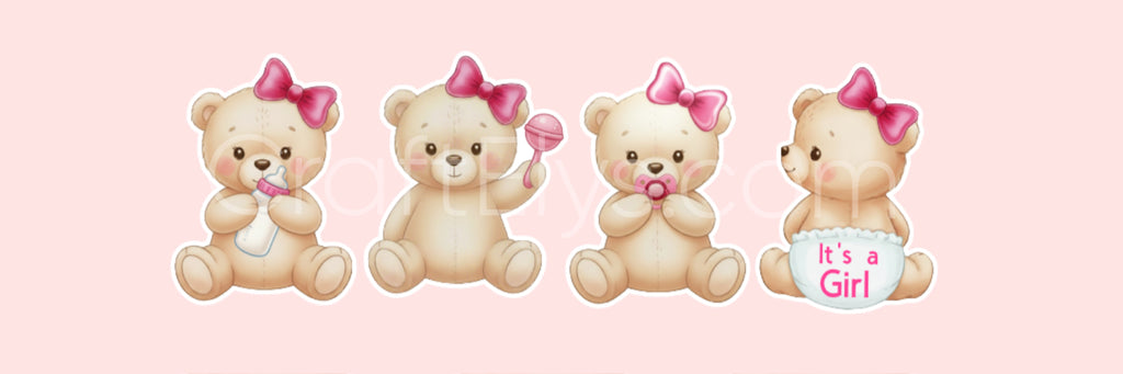 Baby Celebration Centerpieces - Double-Sided Teddy Bear Design