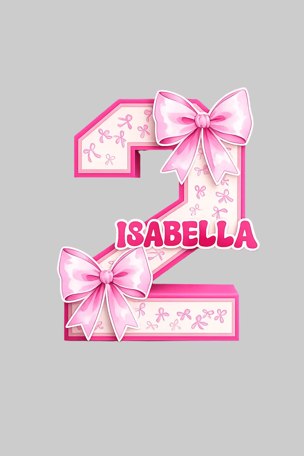 Personalized 3D Number Coquette Party Design Pink - 10 Inches